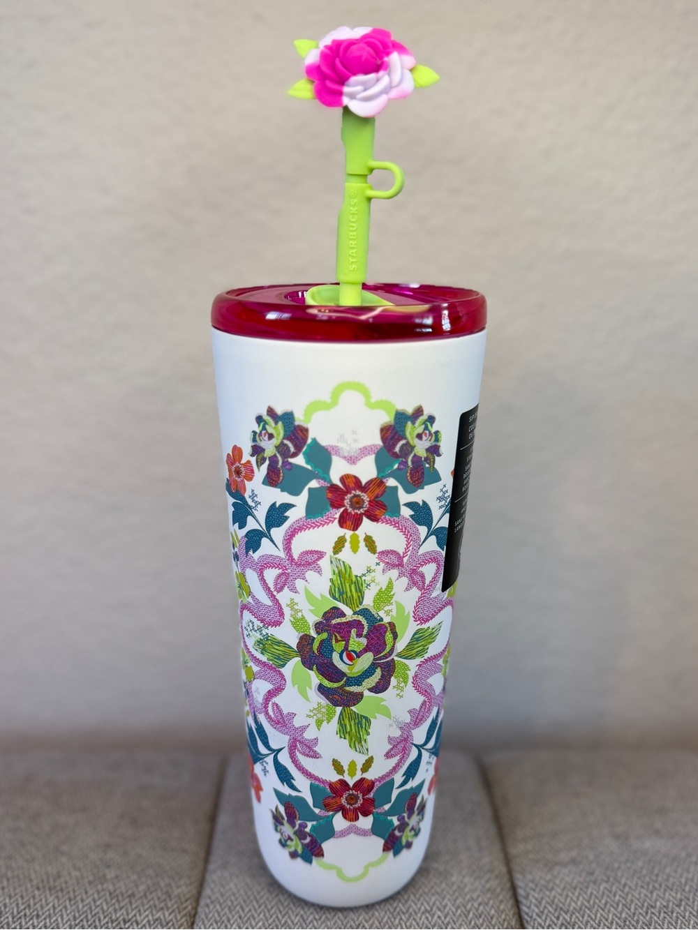 Starbucks Floral Tumbler Bottle, With Flower Straw Topper, 24oz - Picture 16 of 16